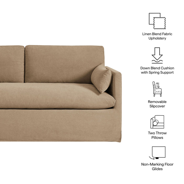 Wellfleet Slipcovered Linen-Blend Loveseat Almond