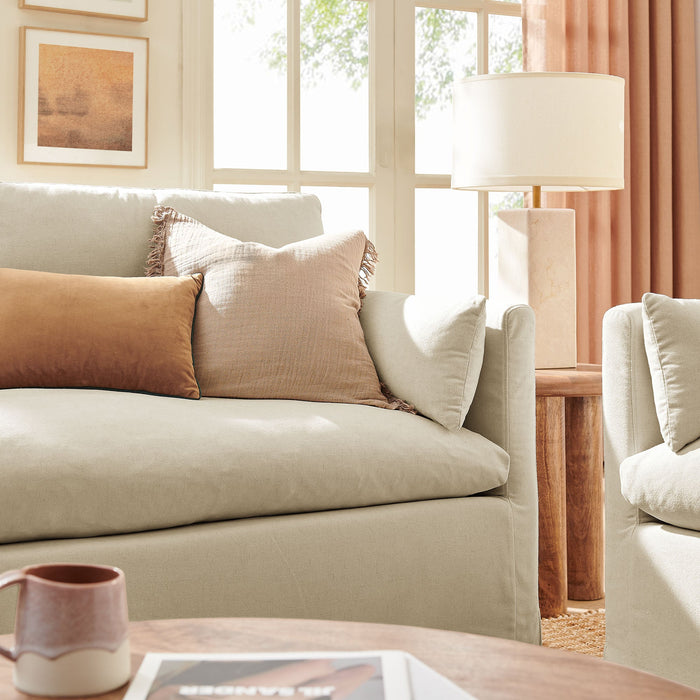 Wellfleet Slipcovered Linen-Blend Loveseat Linen