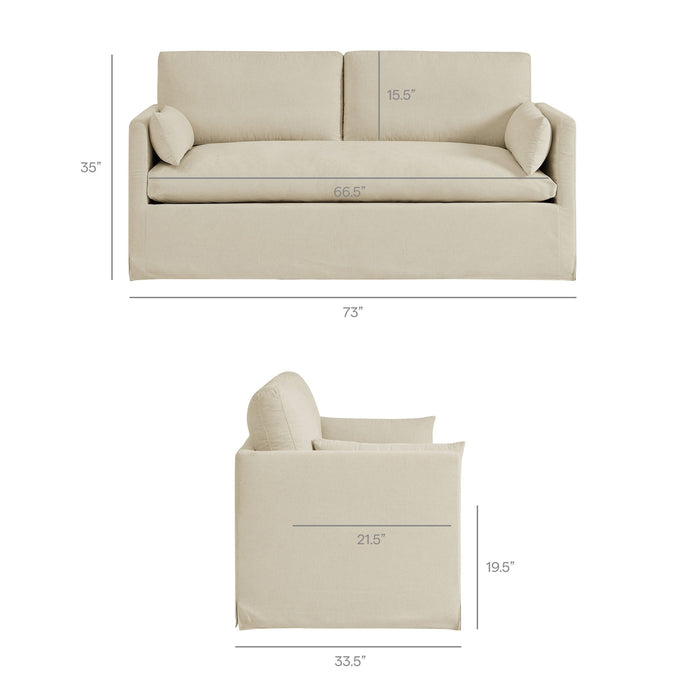 Wellfleet Slipcovered Linen-Blend Loveseat Linen