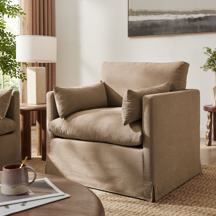 Wellfleet Slipcovered Linen-Blend Armchair Almond