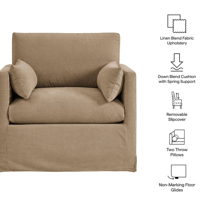 Wellfleet Slipcovered Linen-Blend Armchair Almond