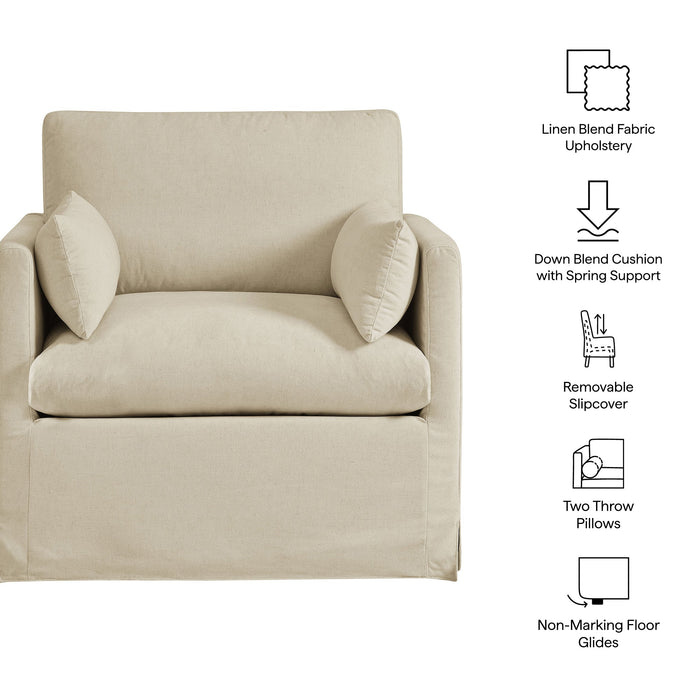Wellfleet Slipcovered Linen-Blend Armchair Linen
