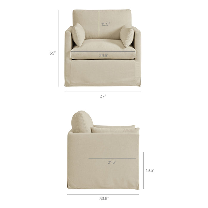 Wellfleet Slipcovered Linen-Blend Armchair Linen