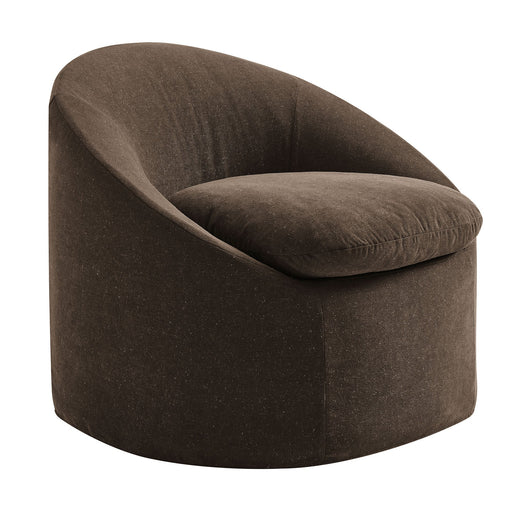 Sadie Slipcovered Linen-Blend Round Accent Chair Cocoa