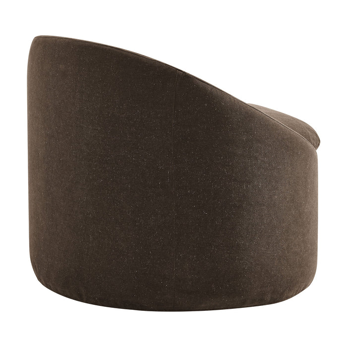 Sadie Slipcovered Linen-Blend Round Accent Chair Cocoa