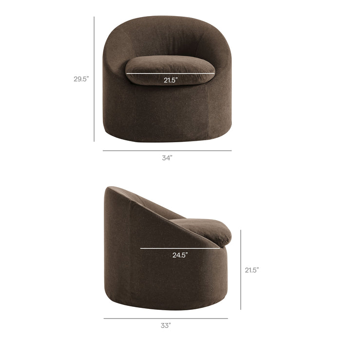 Sadie Slipcovered Linen-Blend Round Accent Chair Cocoa