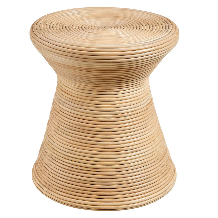 Modway Tavi Hourglass Natural Rattan Round Side Table Living Room Furniture in Brown