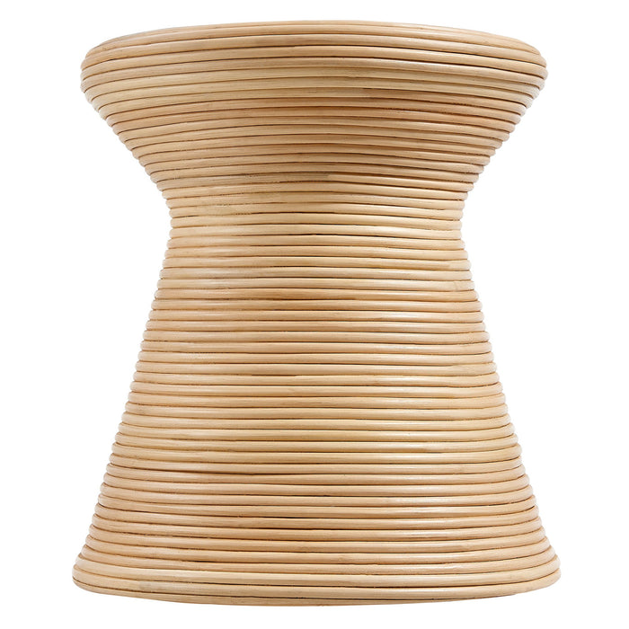 Modway Tavi Hourglass Natural Rattan Round Side Table Living Room Furniture - Lifestyle View