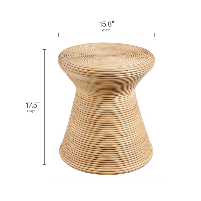 Modway Tavi Hourglass Natural Rattan Round Side Table Living Room Furniture in Brown - Detail View