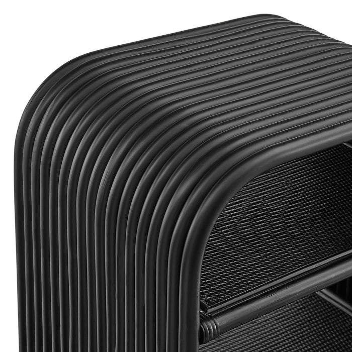 Eve Curved Natural Rattan Side Table