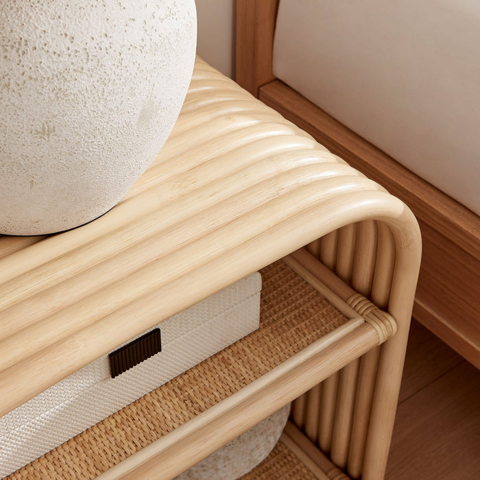Eve Curved Natural Rattan Side Table