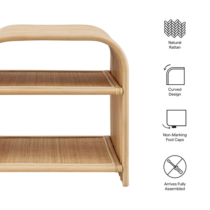 Eve Curved Natural Rattan Side Table