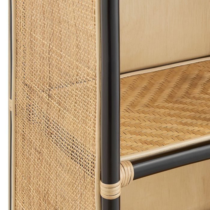 Jane 71 Inch Tall Arched Natural Rattan Bookshelf