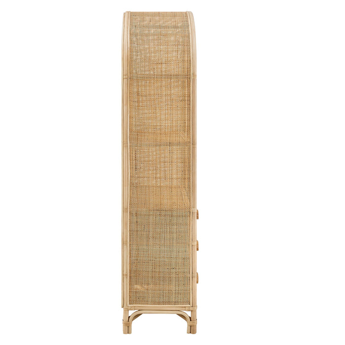 Jane 71 Inch Tall Arched Natural Rattan Bookshelf