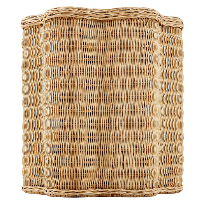 Erika Scalloped Natural Rattan Side Table