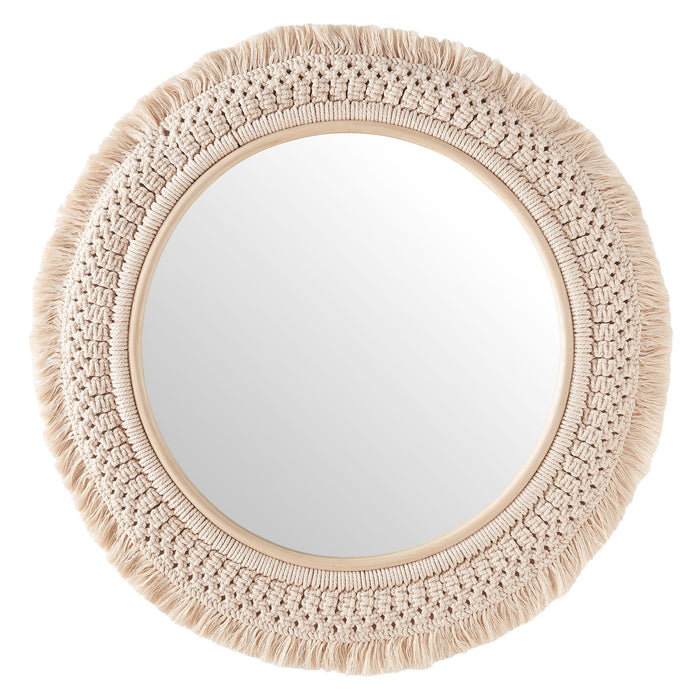 Jade Round Rattan Macrame Wall Mirror