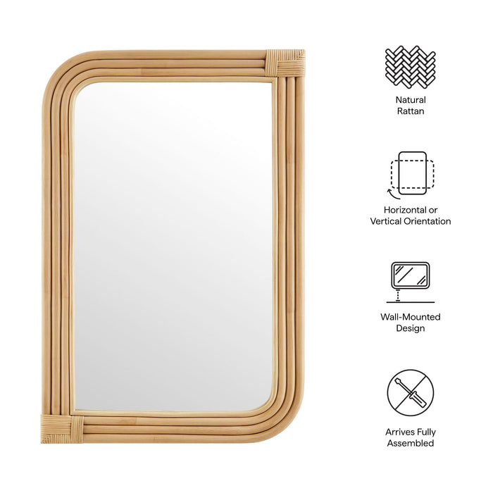 Corsica Curved Rectangle Rattan Wall Mirror