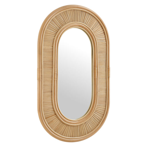 Modway Sovana Oval Rattan Wall Mirror Living Room Furniture in Brown