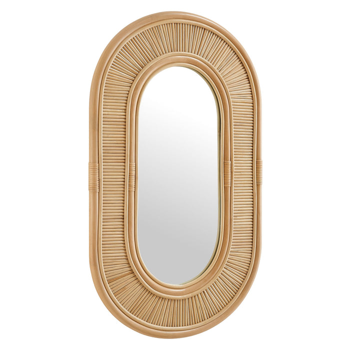 Modway Sovana Oval Rattan Wall Mirror Living Room Furniture in Brown