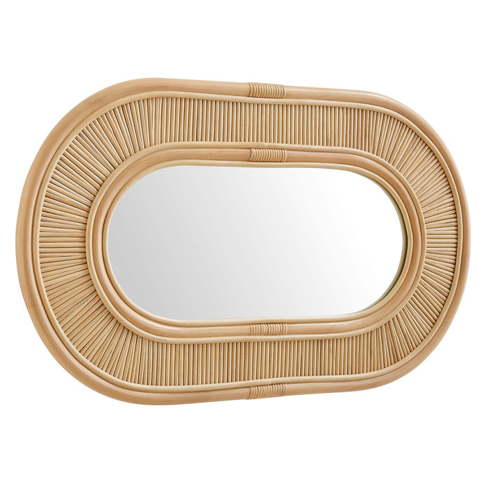 Modway Sovana Oval Rattan Wall Mirror Living Room Furniture - Lifestyle View