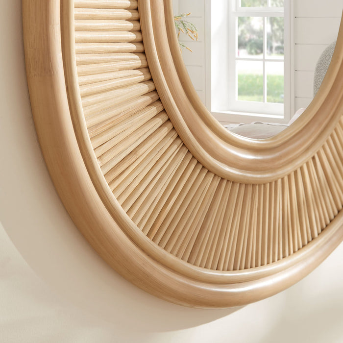 Modway Sovana Oval Rattan Wall Mirror Living Room Furniture - Close-Up