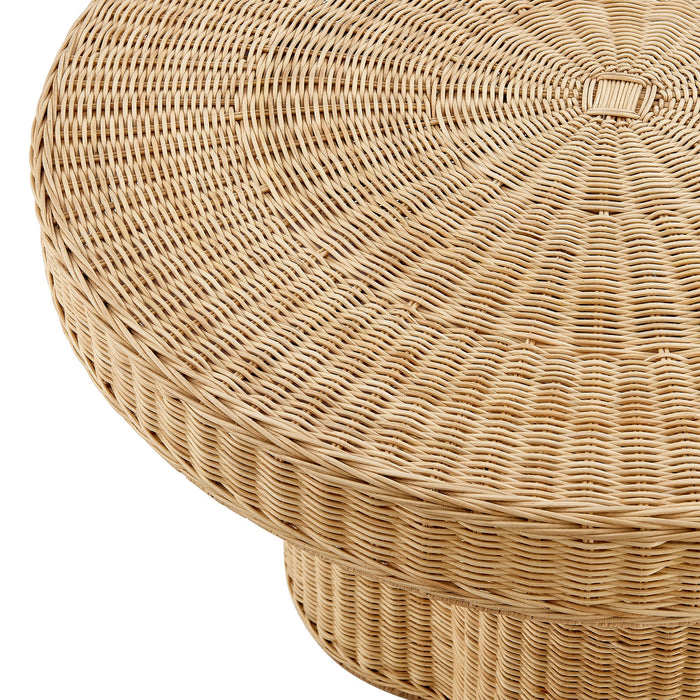 Ainsley 32 Inch Round Natural Rattan Coffee Table