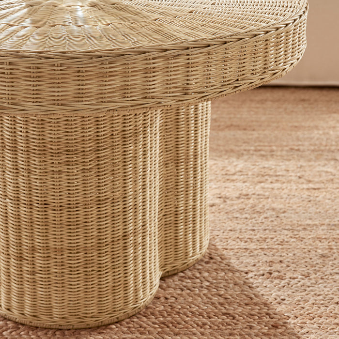 Ainsley 32 Inch Round Natural Rattan Coffee Table