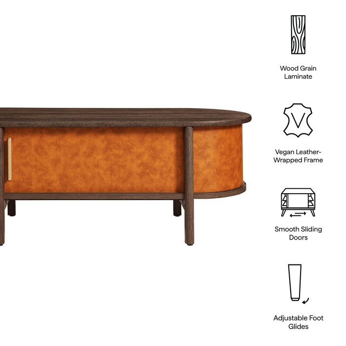 Coralie Curved Vegan Leather Oval Coffee Table