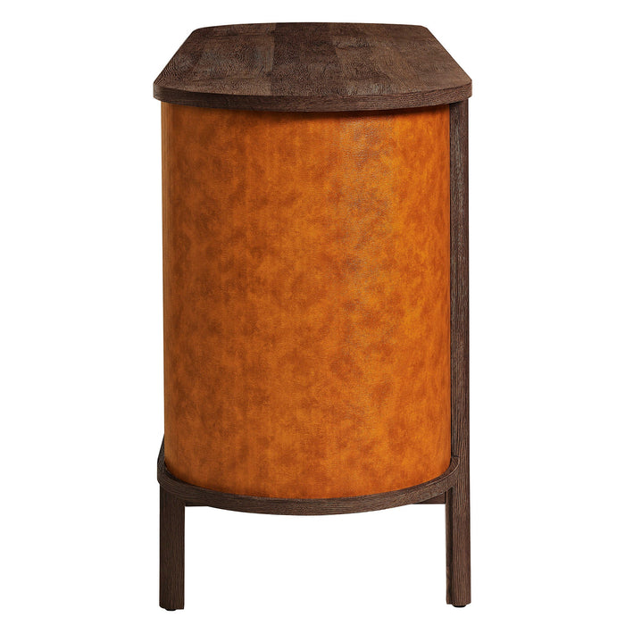 Coralie Curved 71" Vegan Leather Oval TV Stand