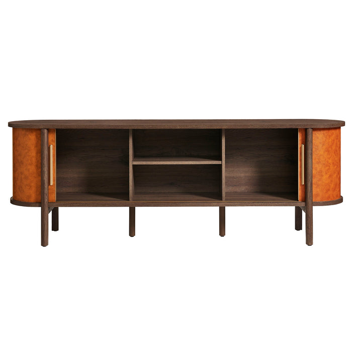 Coralie Curved 71" Vegan Leather Oval TV Stand