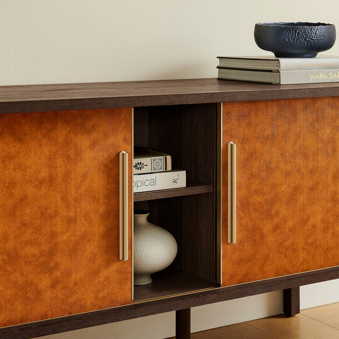 Coralie Curved 71" Vegan Leather Oval TV Stand