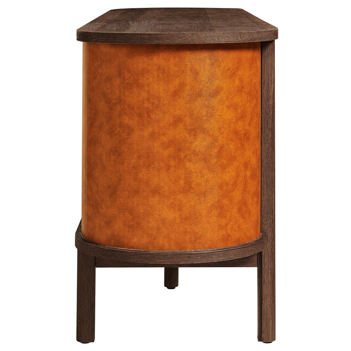 Coralie Curved Vegan Leather Oval Sideboard