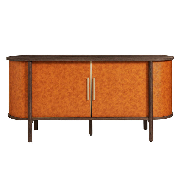 Coralie Curved Vegan Leather Oval Sideboard