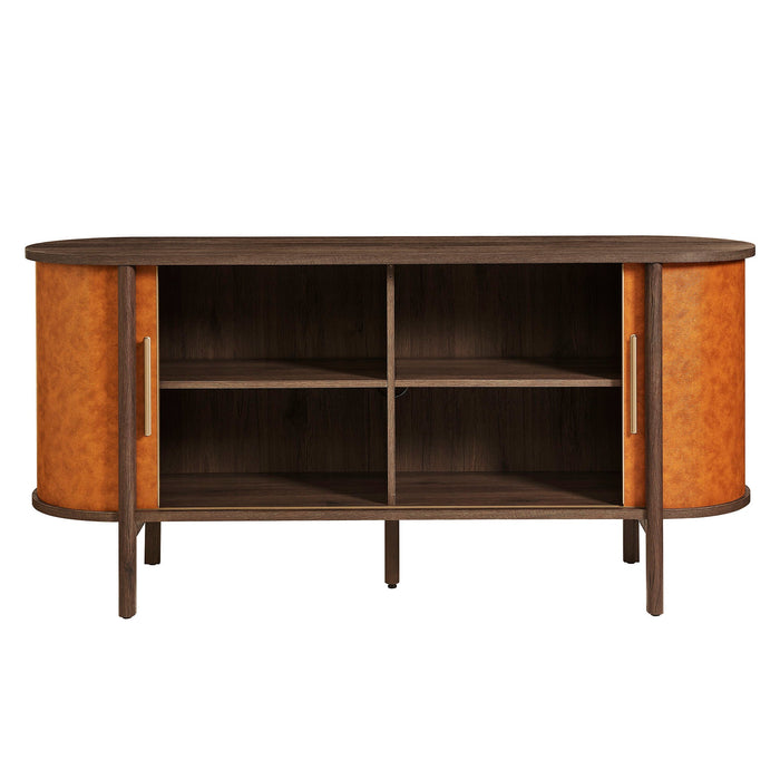 Coralie Curved Vegan Leather Oval Sideboard