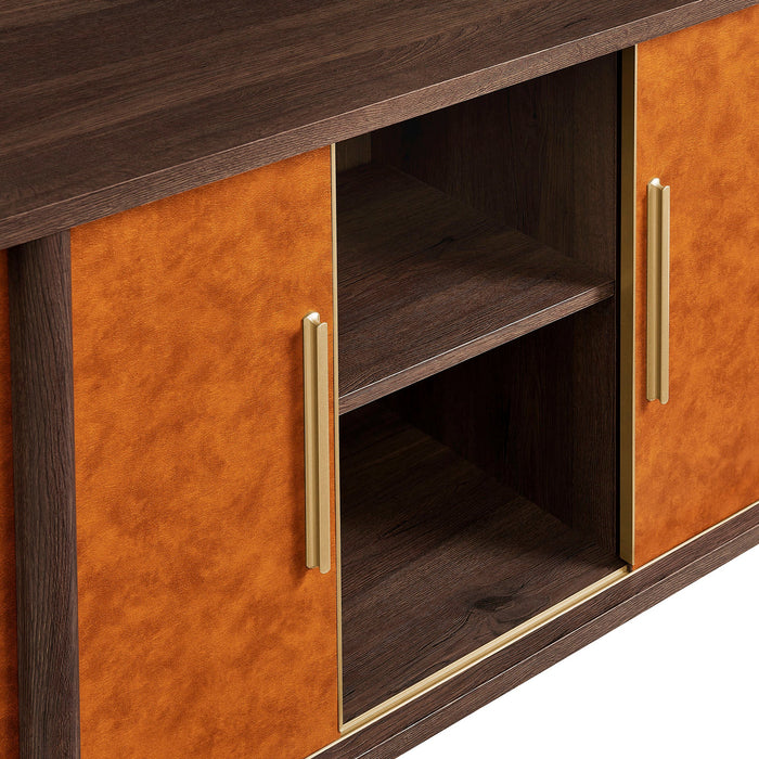 Coralie Curved Vegan Leather Oval Sideboard