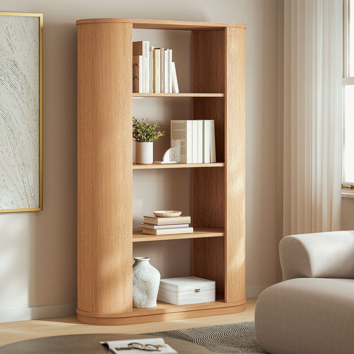 Aspect 74 Inch Curved 4 Tier Bookshelf