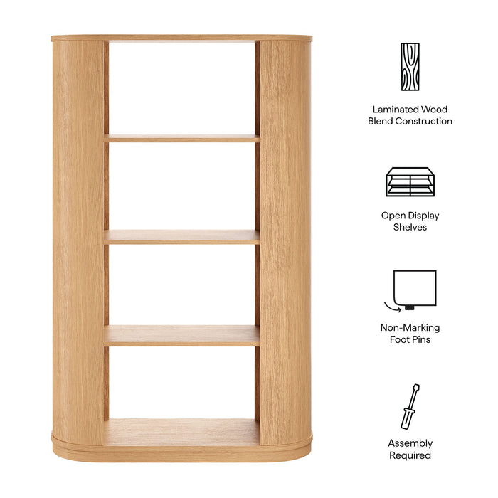 Aspect 74 Inch Curved 4 Tier Bookshelf