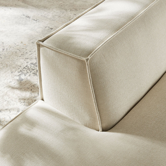 Restore Performance Fabric Upholstered Left-Facing Armless Modular Chaise Ecru