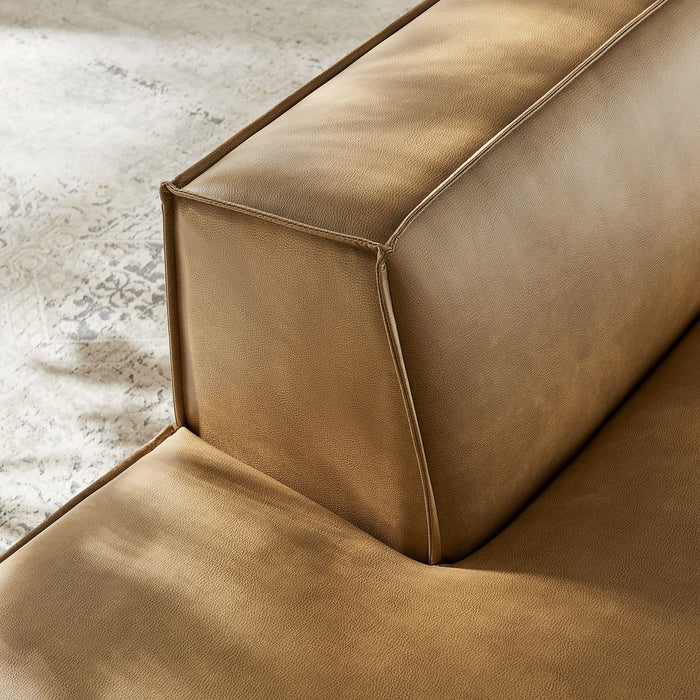 Restore Vegan Leather Left-Facing Armless Modular Chaise Toast