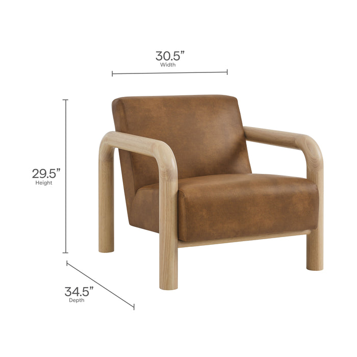 Modway Sereno Vegan Leather Accent Chair Living Room Furniture in Black - Detail View