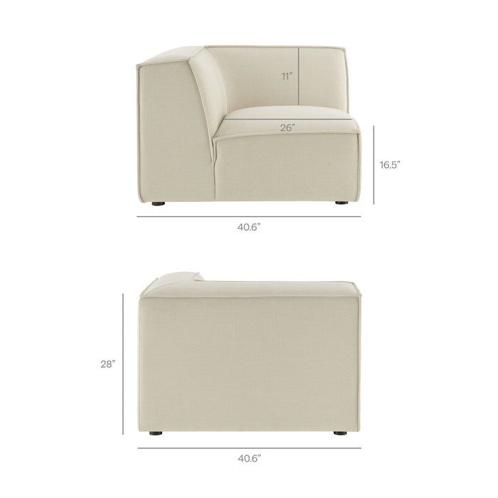 Restore Performance Fabric Upholstered Modular Corner Chair Ecru
