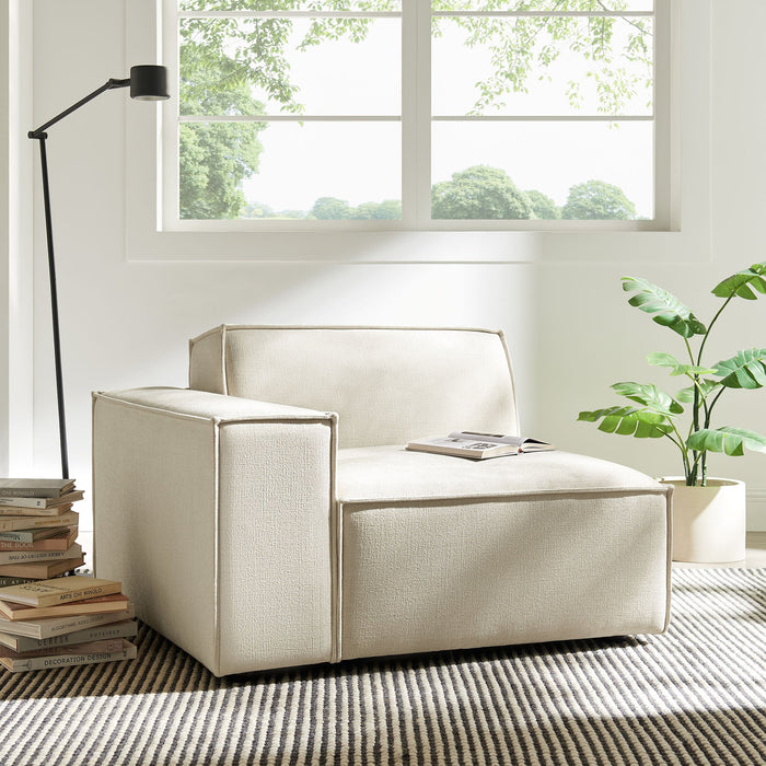 Restore Performance Fabric Upholstered Left-Facing Modular Lounge Chair Ecru