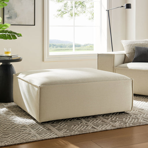 Restore Performance Fabric Upholstered Modular Ottoman Ecru