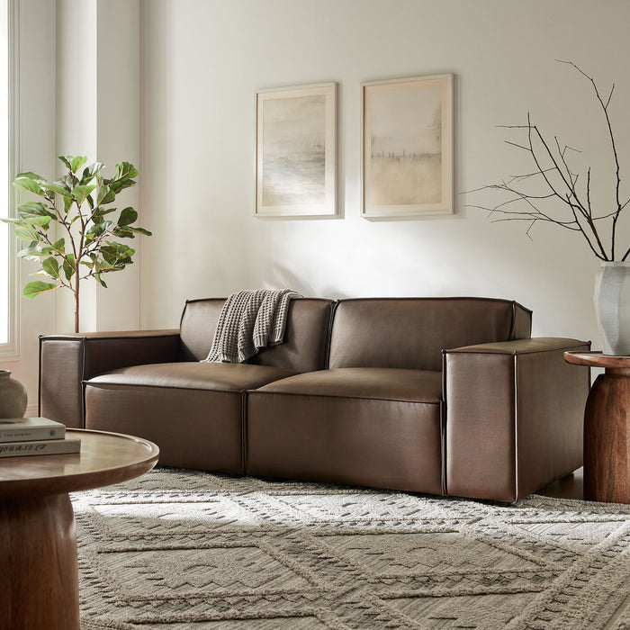 Restore 2-Piece Vegan Leather Modular Loveseat Espresso