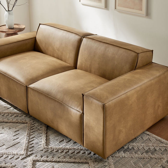Restore 2-Piece Vegan Leather Modular Loveseat Toast