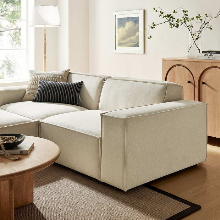 Restore 3-Piece Performance Fabric Upholstered Modular Loveseat with Ottoman Ecru