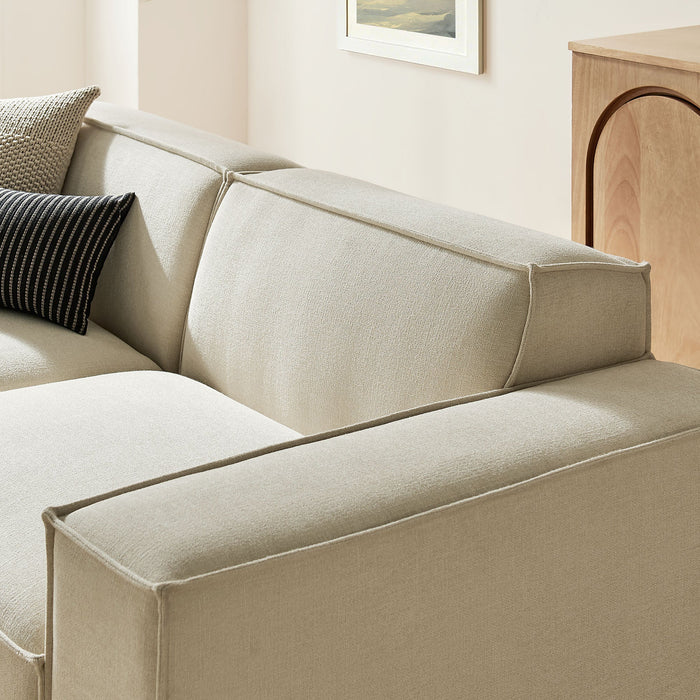 Restore 3-Piece Performance Fabric Upholstered Modular Loveseat with Ottoman Ecru