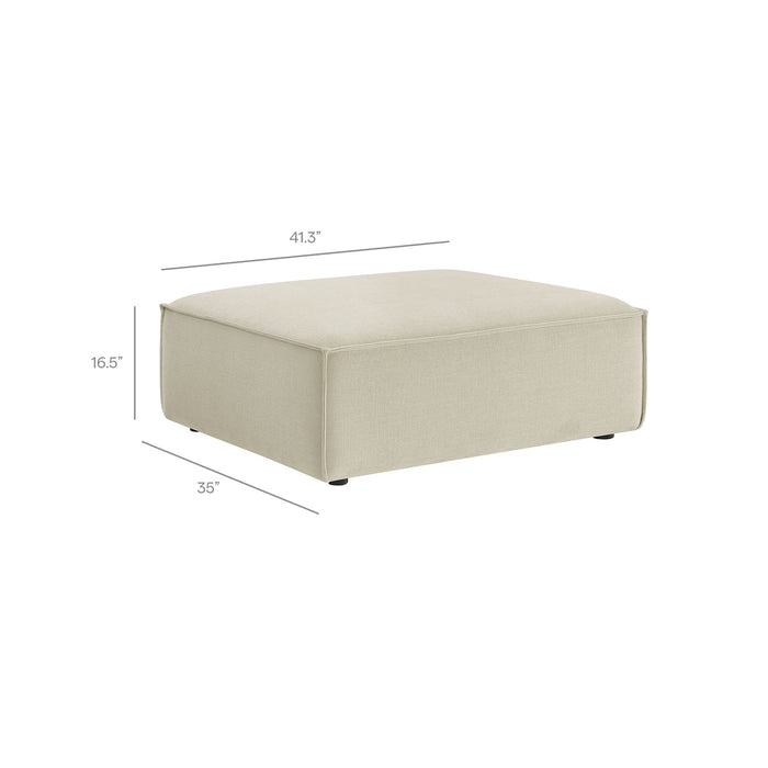 Restore 3-Piece Performance Fabric Upholstered Modular Loveseat with Ottoman Ecru