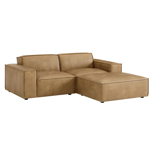 Restore 3-Piece Vegan Leather Modular Loveseat with Ottoman Toast