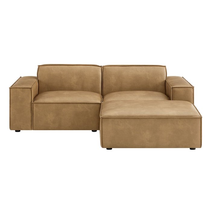 Restore 3-Piece Vegan Leather Modular Loveseat with Ottoman Toast